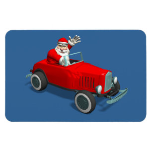 Santa Claus In Red Hot Rod Magnet