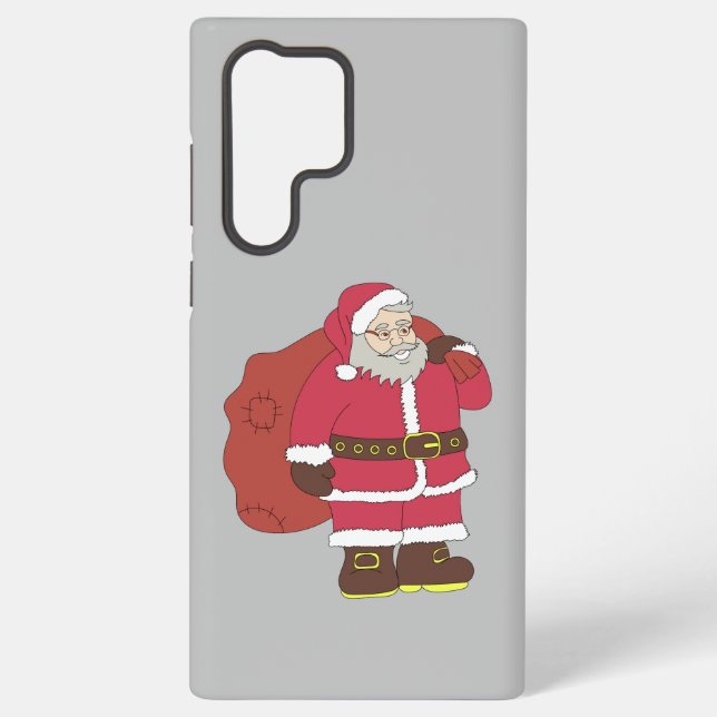 Santa Claus in red with gift bag and eyeglasses  Samsung Galaxy S22 Ultra Case (Back)