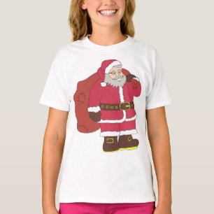 Santa Claus in red with gift bag and eyeglasses T- T-Shirt