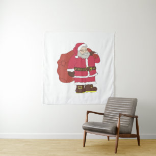 Santa Claus in red with gift bag and eyeglasses Tapestry
