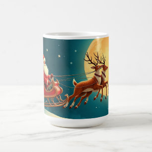 Santa Claus in sleigh with reindeer Coffee Mug