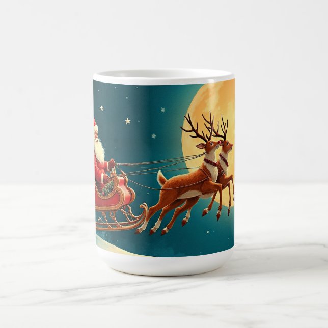 Santa Claus in sleigh with reindeer Coffee Mug (Center)