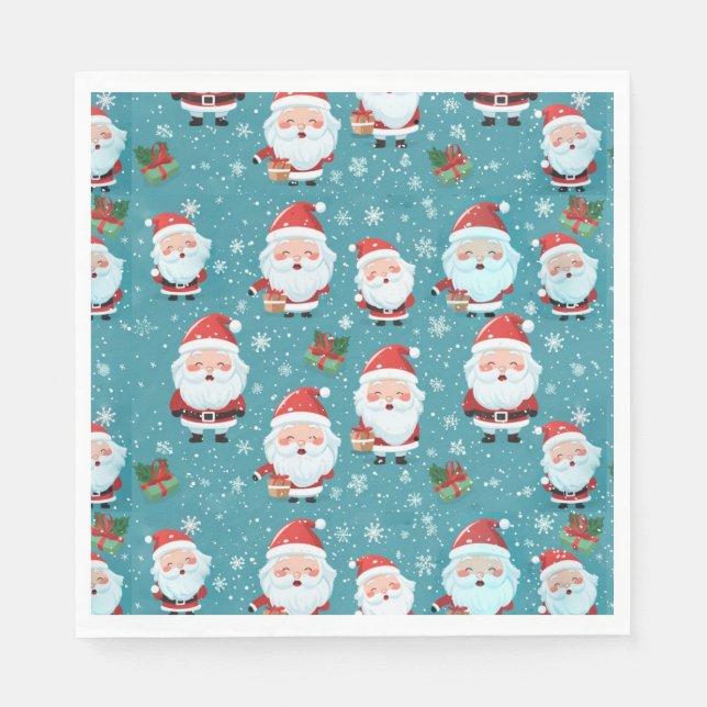 Santa Claus In Snowflakes Napkin (Front)