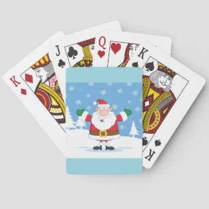Santa Claus in Snowy Winter Scene Playing Cards