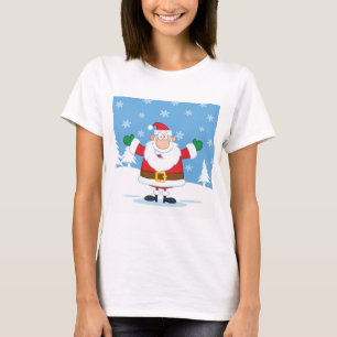 Santa Claus in Snowy Winter Scene T-Shirt
