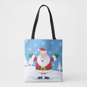 Santa Claus in Snowy Winter Scene Tote Bag