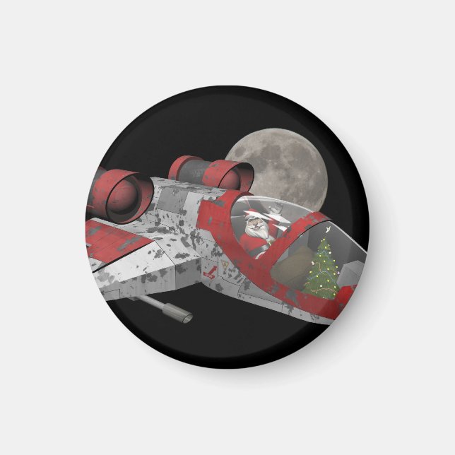 Santa Claus In Spaceship Magnet (Front)