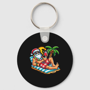 Santa Claus In Swim Trunks Christmas In July Beach Keychain