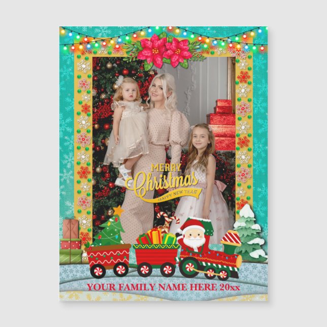 Santa Claus in Train with Gifts and Christmas Tree (Front)