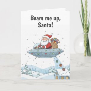 Santa Claus in UFO Christmas Card