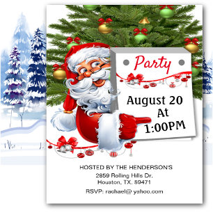 Santa Claus Inviting All To Christmas Party  Invit Invitation