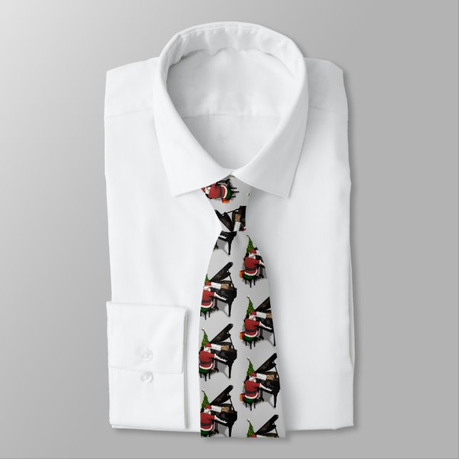 Santa Claus Is A Great Piano Player Tie (Tied)