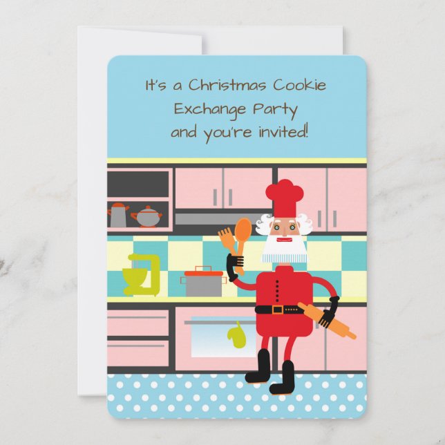 Santa Claus  is baking Christmas cookies Invitation (Front)