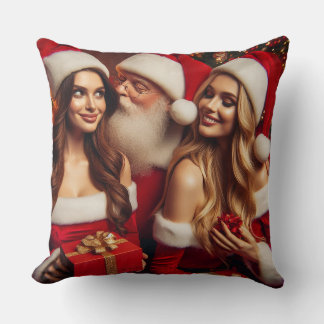 Santa Claus is celebrating Christmas.. twice! Throw Pillow