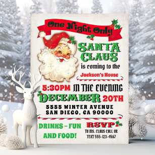 Santa Claus is coming to town Christmas Party Invitation