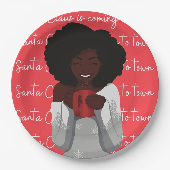 Santa Claus is Coming to Town Party Paper Plate (Front)