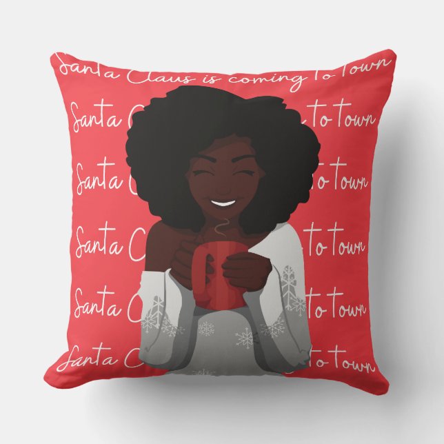Santa Claus is Coming to Town Throw Pillow (Front)