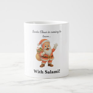 Santa Claus is coming to town.. With Salami! Large Coffee Mug