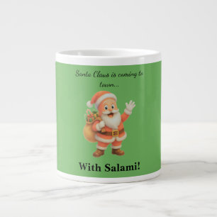 Santa Claus is coming to town.. With Salami!  Large Coffee Mug