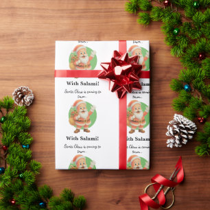 Santa Claus is coming to town.. With Salami!  Wrapping Paper