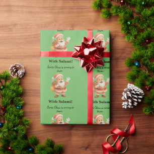 Santa Claus is coming to town.. With Salami!  Wrapping Paper