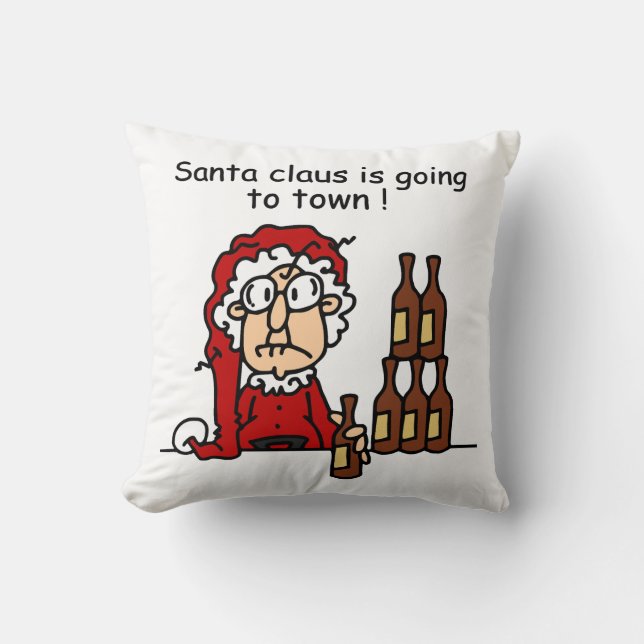 Santa Claus is Going to Town Throw Pillow (Front)