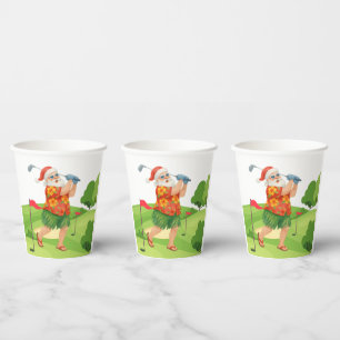 Santa Claus is golfing Christmas in July  Paper Cups