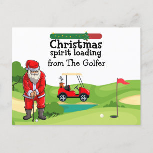 Santa Claus is golfing Christmas loading Holiday Postcard