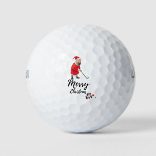 Santa Claus is golfing on Christmas Holiday Golf Balls