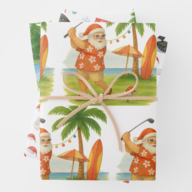 Santa Claus is golfing  Wrapping Paper Sheet (In situ)