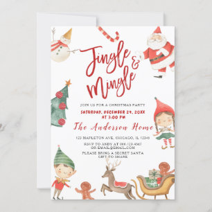 Santa Claus Jingel & Mingle Christmas Party Invit Invitation