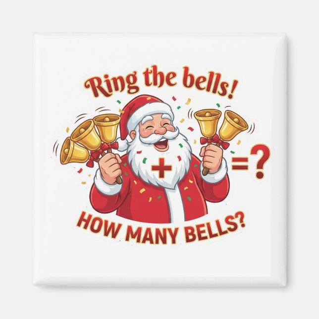 Santa Claus Jingle Bells Addition Math Game Magnet (Devant)
