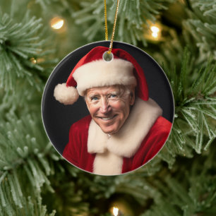 Santa Claus Joe Biden Ceramic Ornament