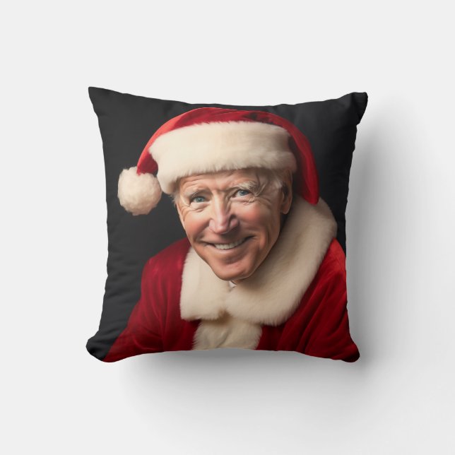 Santa Claus Joe Biden Throw Pillow (Front)