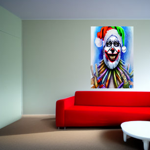Santa Claus Joker AI Art Poster