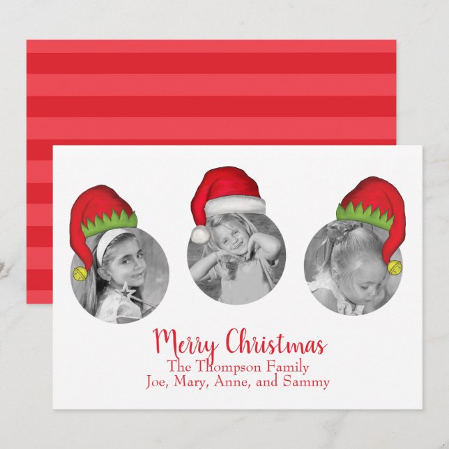 Santa Claus Jolly Carte photo de Noël Multi Photo (Devant / Derrière)