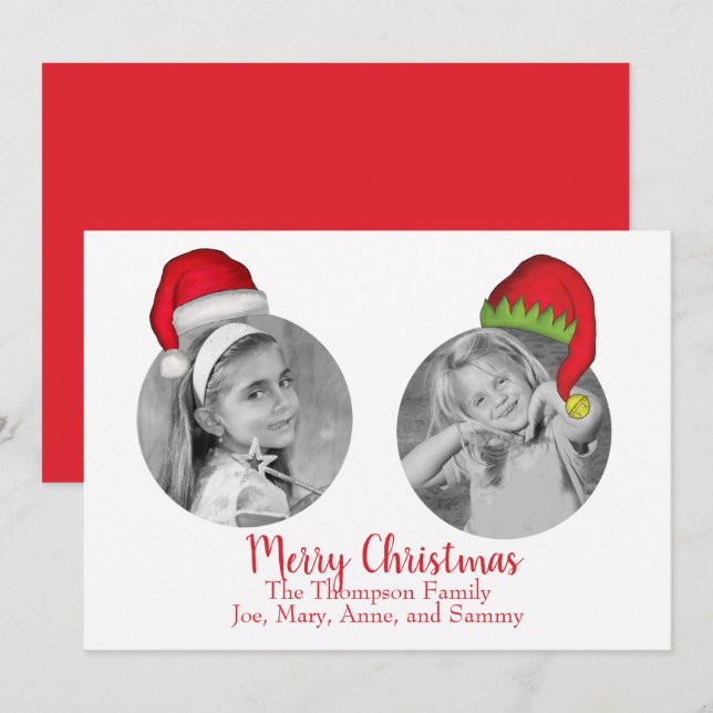 Santa Claus Jolly Elf Christmas Photo Card 2 Photo (Front/Back)