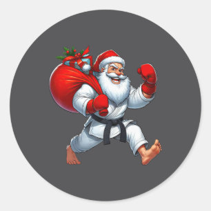 Santa Claus Karate Player Christmas Xmas Classic Round Sticker