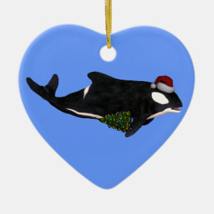 Santa Claus Killer Whale Ceramic Ornament