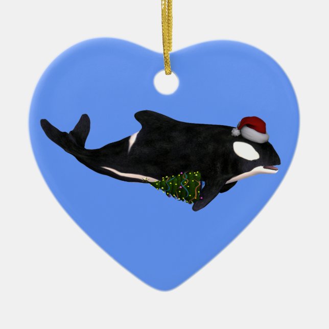 Santa Claus Killer Whale Ceramic Ornament (Front)