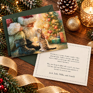 Santa Claus Kitten Cat Christmas Holiday Card