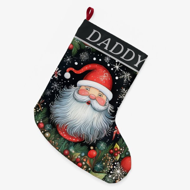 Santa Claus  Large Christmas Stocking (Front (Hanging))
