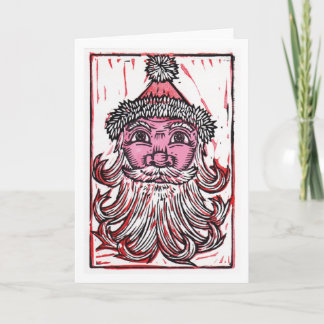 Santa Claus Linocut Art Greeting Card