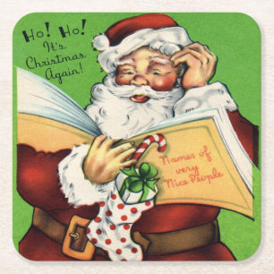 Santa Claus List of Nice People Square Paper Coaster