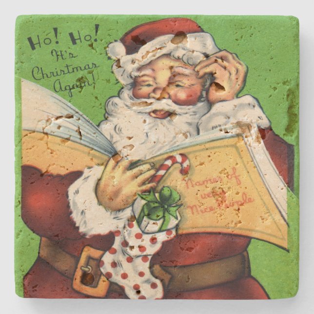 Santa Claus List of Nice People Stone Coaster (Front)