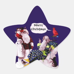 SANTA CLAUS,LITTLE ANGEL& MERLIN Christmas Star Sticker