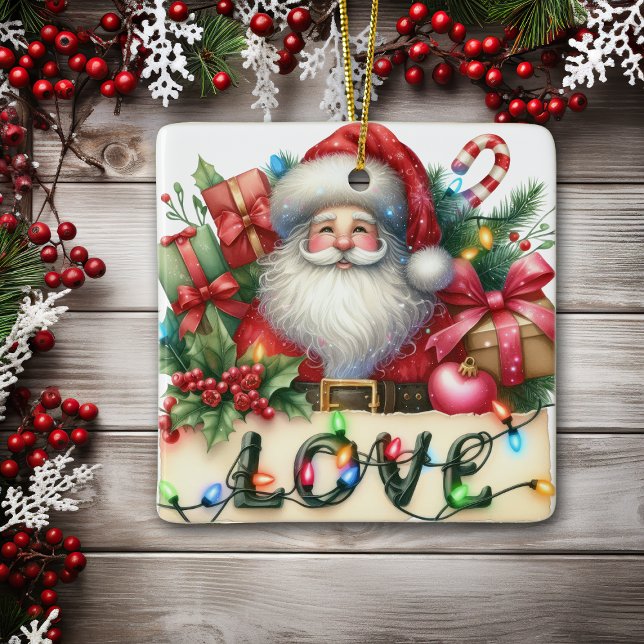 Santa Claus Love Lights Enfants Ornement céramique (Créateur téléchargé)