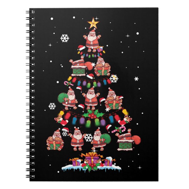 Santa Claus Lovers Xmas Christmas Tree Notebook (Front)