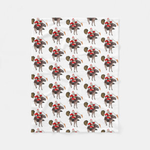 Santa Claus Loves Donkeys Fleece Blanket