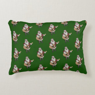 Santa Claus Loves Playing Accoustic Guitar Decorative Pillow
